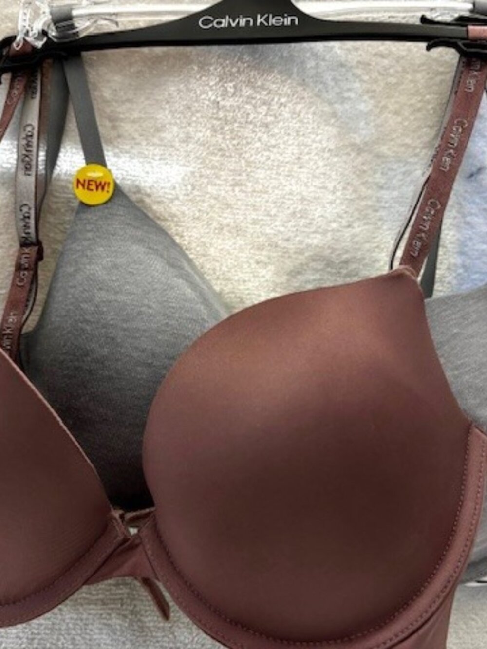 Calvin Klein Botanical Brown Push Up and Hanes grey t-shirt bra NWT Size 34C